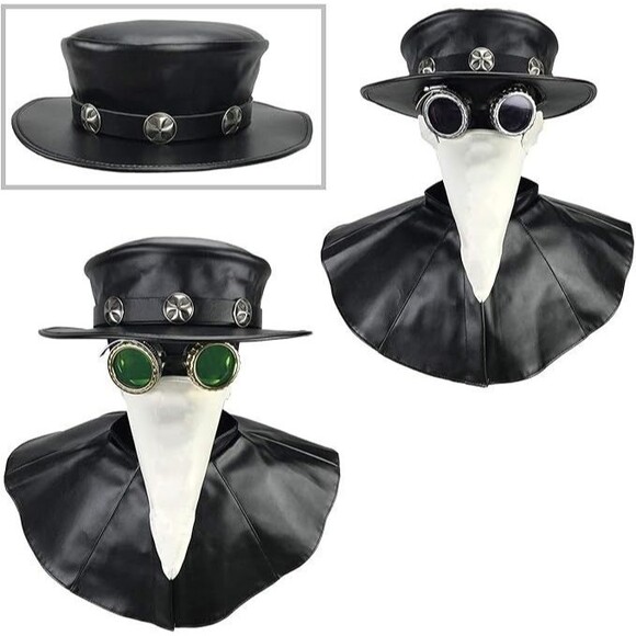 Plague Doctor Hat w Metal Cross Band Absolute Vibe Halloween Steampunk Medium - Picture 2 of 12